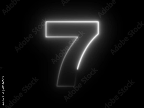 Number 7 seven - animated light outline on black background
