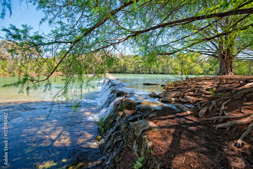 Принти на полотні Blanco State Park showing the waterfall and river in the spring