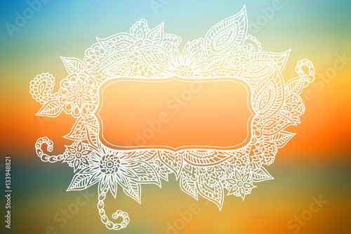 Doodle frame over blurry background