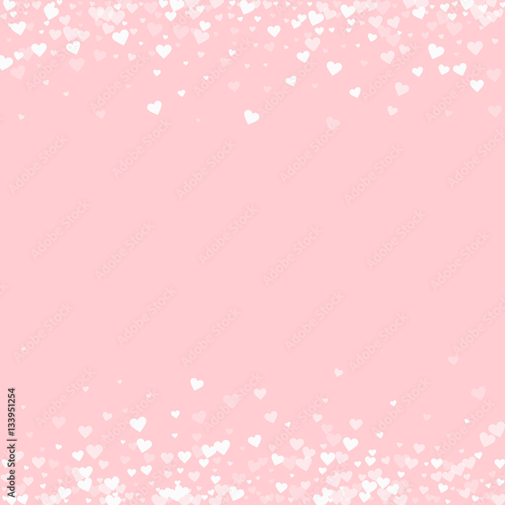 White hearts confetti. Borders on pale_pink valentine background. Vector illustration. White hearts confetti. Borders on pale_pink valentine background. Vector illustration.