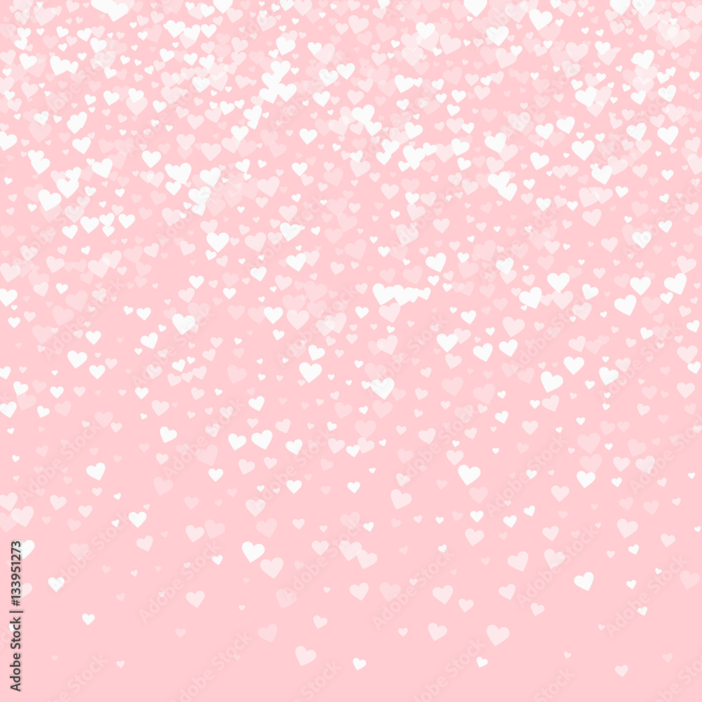 White hearts confetti. Top gradient on pale_pink valentine background. Vector illustration. White hearts confetti. Top gradient on pale_pink valentine background. Vector illustration.
