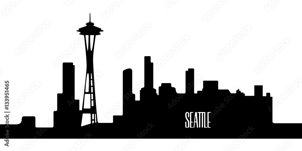 Isolated silhouette of Seattle