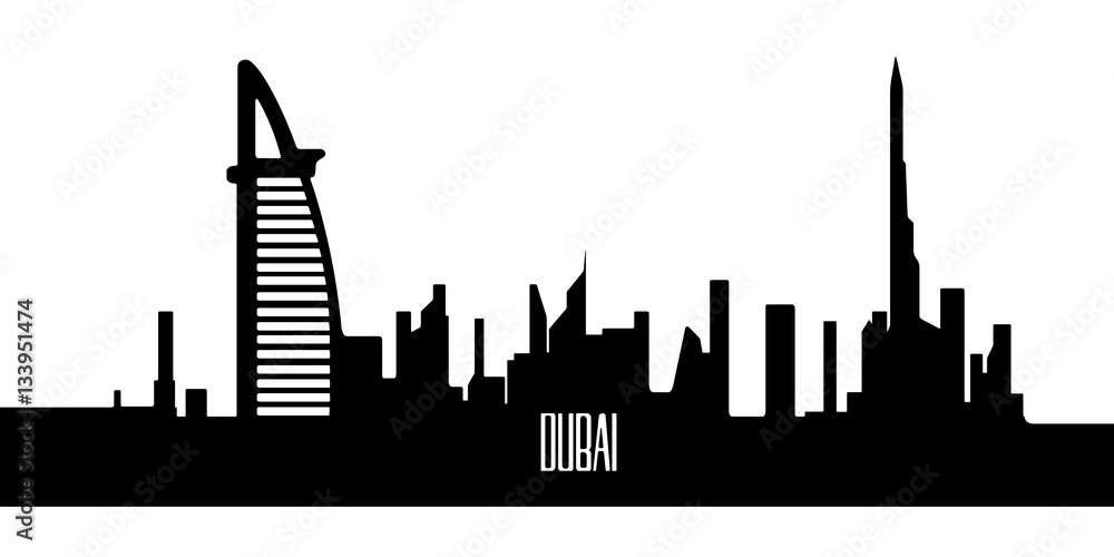 Isolated silhouette of Dubai