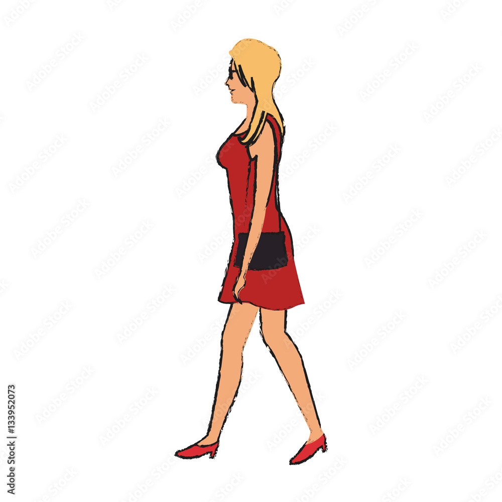 woman wearing a red dress cartoon icon over white background. colorful design. vector illustration woman wearing a red dress cartoon icon over white background. colorful design. vector illustration