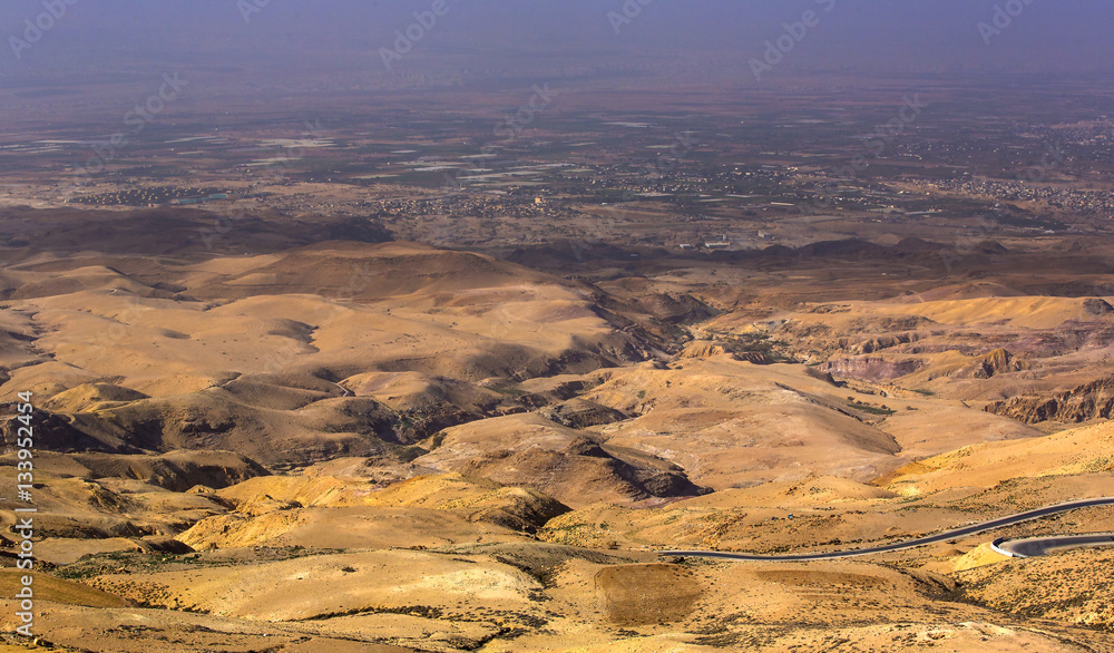 Panoramic view of Mount Nebo on the land of promise