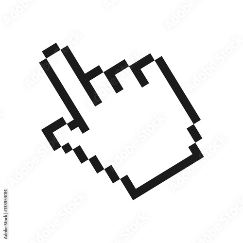 pixelated hand cursor icon image vector illustration design 