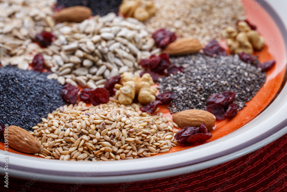 Assortment of fresh dried seeds Used as ingredients in cooking. Assortment of fresh dried seeds Used as ingredients in cooking.