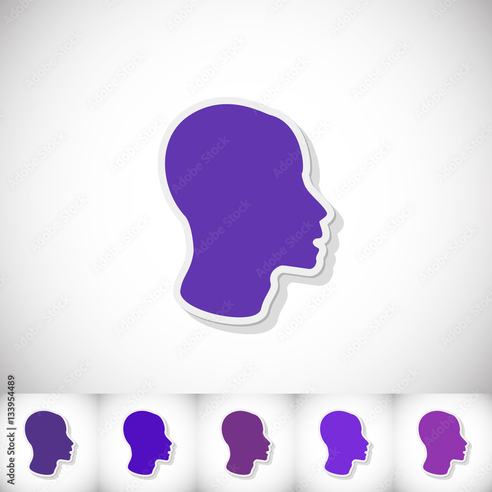 Human head. Flat sticker with shadow on white background Human head. Flat sticker with shadow on white background