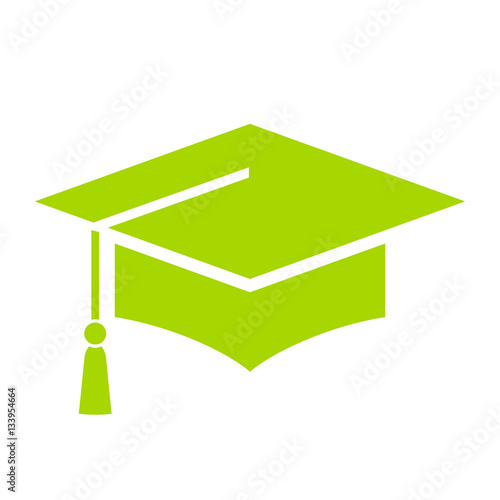 Green academic hat vector icon