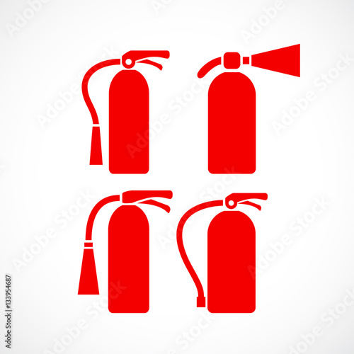 Fire extinguisher vector icon set
