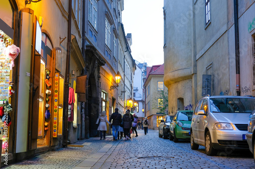 Prague  Czechia - November  21  2016  Night street in a center of Prague