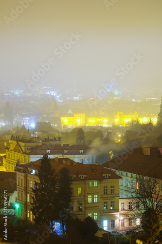 Prague, Czechia - November, 21, 2016: building in a center of Prague, Czechia in a night