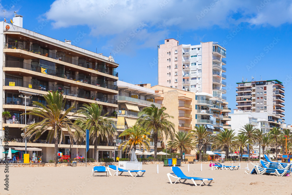 Public beach of Calafell resort town, Spain