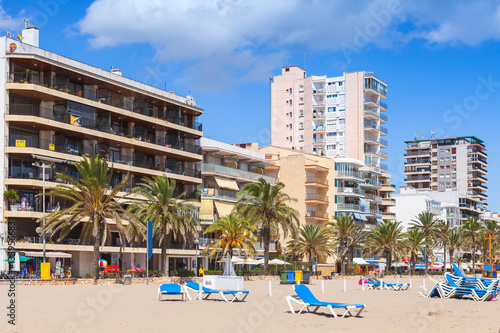 Public beach of Calafell resort town, Spain