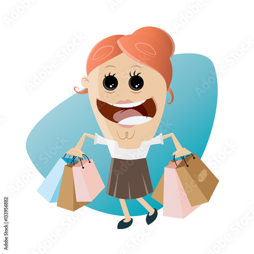 happy woman with shopping bags