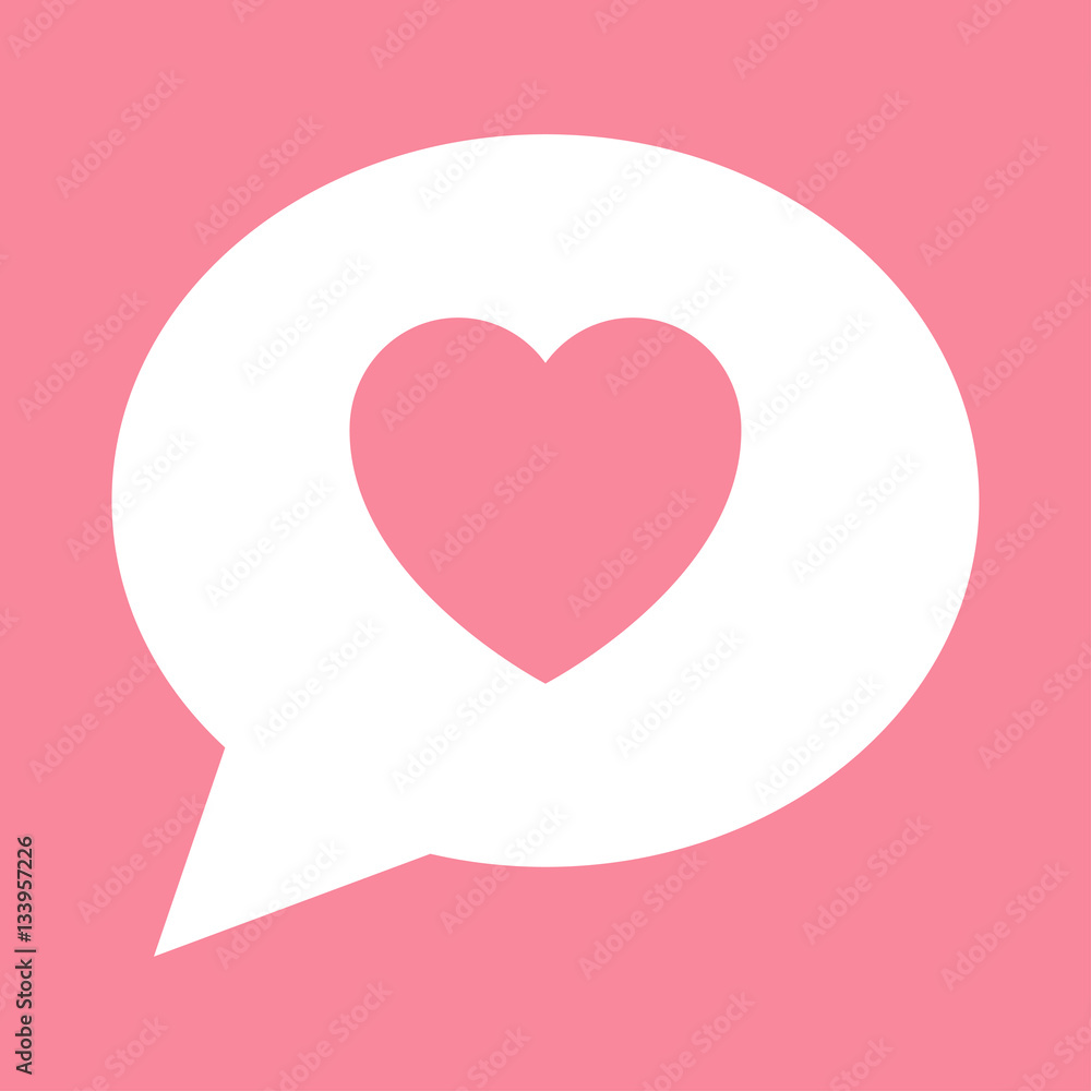 Icono plano mensaje corazon rosa en fondo rosa