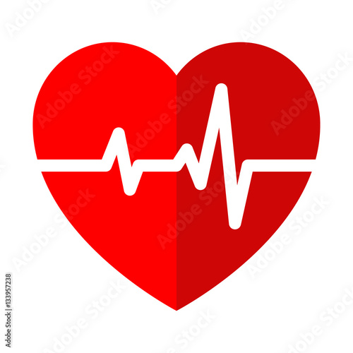 Icono plano ritmo cardiaco dos colores en fondo blanco
