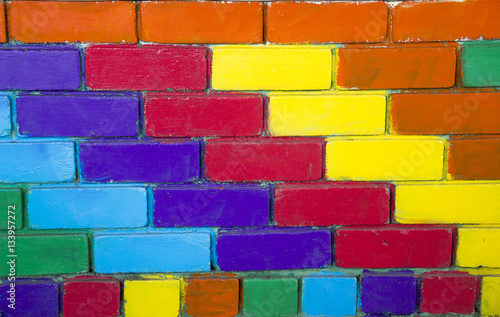 Rainbow brick wall