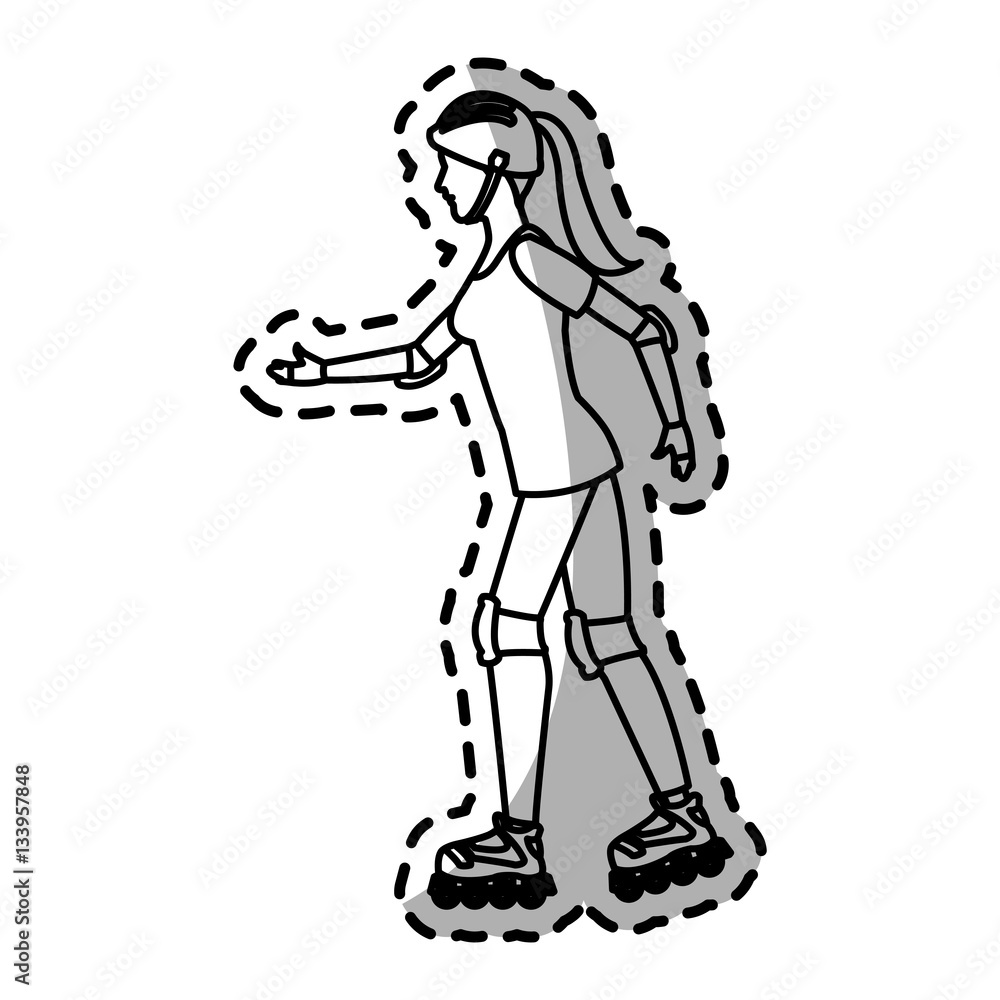 woman on the roller skates cartoon icon over white background. vector illustration woman on the roller skates cartoon icon over white background. vector illustration