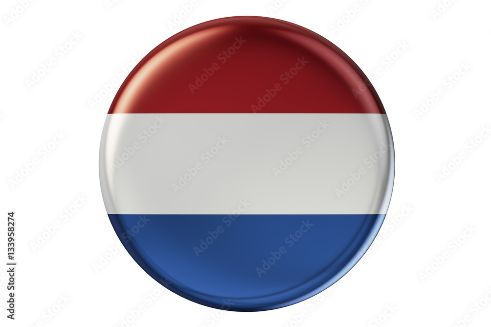 Badge with flag of Netherlands, 3D rendering Badge with flag of Netherlands, 3D rendering