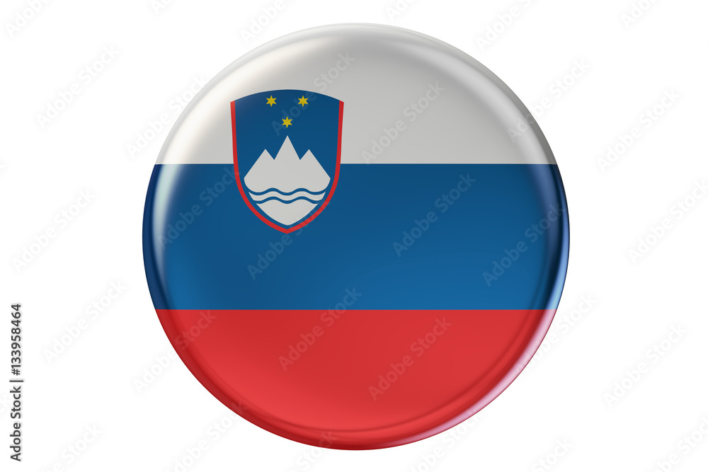 Fototapeta premium Badge with flag of Slovenia, 3D rendering
