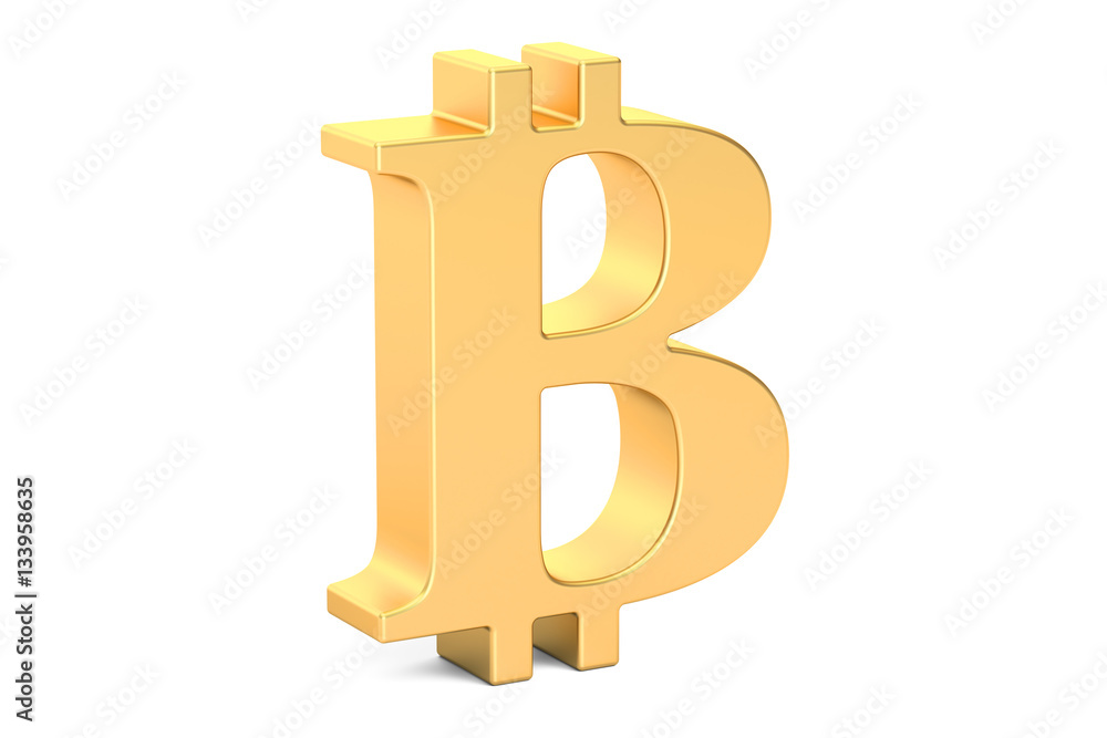 Golden bitcoin symbol, 3D rendering Golden bitcoin symbol, 3D rendering
