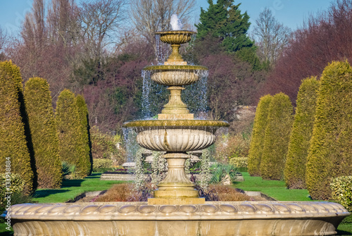 Elegant Fountain With Dripping Water in Regents Park, London UK