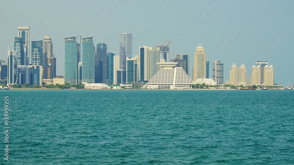 Naklejka premium Modern skyline of Doha, the capital of Qatar