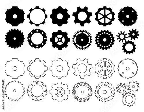 Steampunk gear cogwheel icons. Vector symbols.  photo