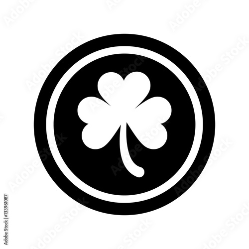 silhouette saint patrick day coin shamrock icon vector illustration eps 10