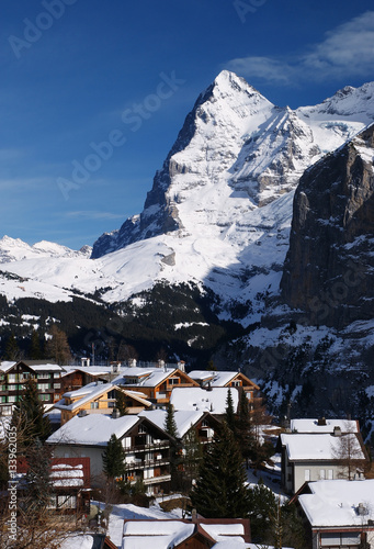 The village in Alps. Winter landscape