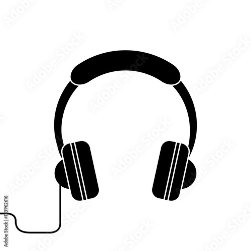 silhouette headphones music listen mobile vector illustration eps 10