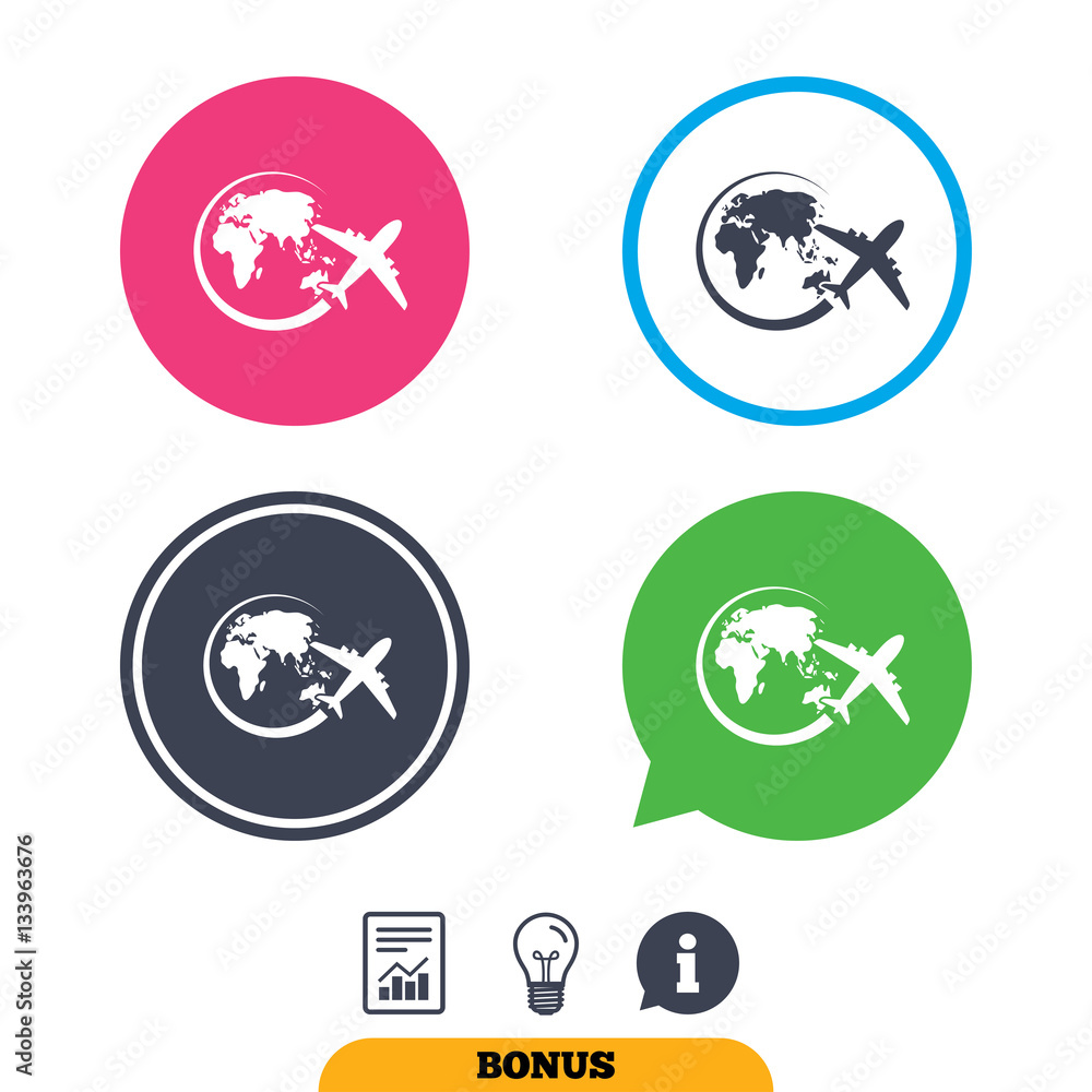 Airplane sign icon. Travel trip symbol. Airplane sign icon. Travel trip symbol.