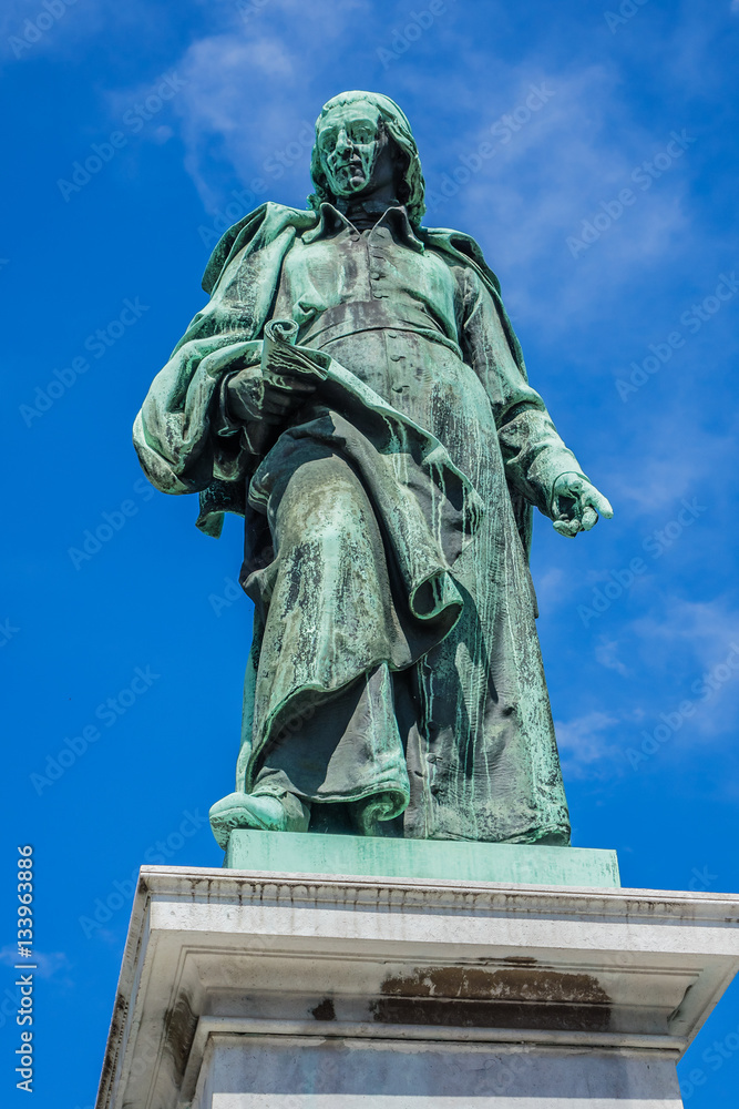 Statue of Valentin Vodnik. Vodnik Square in Ljubljana, Slovenia.