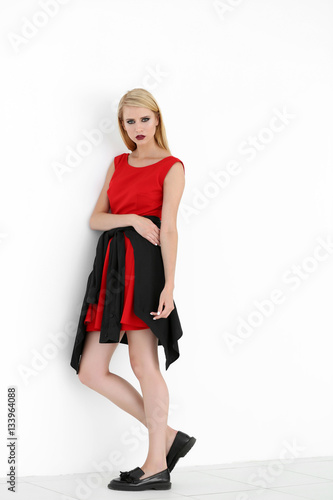Pretty young blonde woman i...