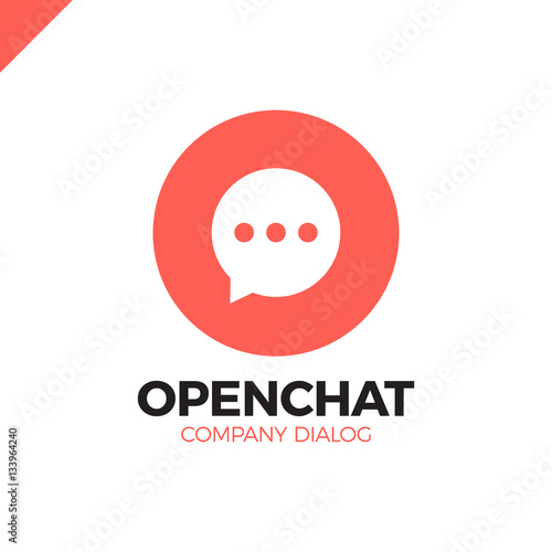 O letter logo, speech bubble negative space volume vector icon