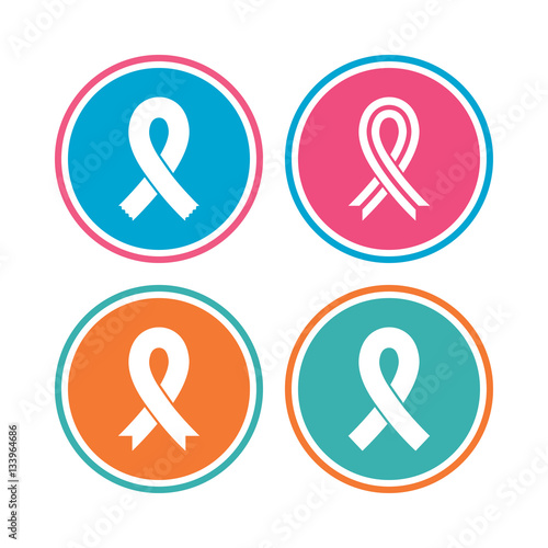 Breast cancer awareness icons. Ribbon signs.