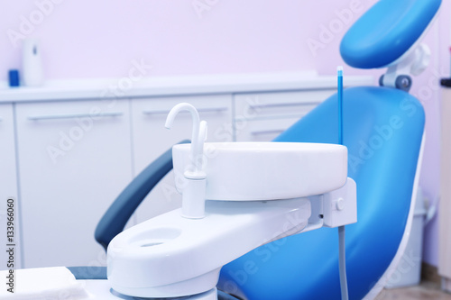 Special equipment in dental room of modern clinic