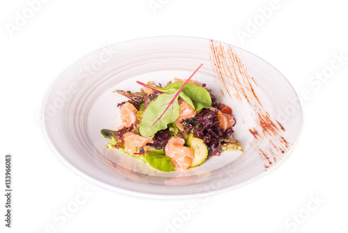 Tasty restaurant food on a white background. Fresh food prepared by chefs