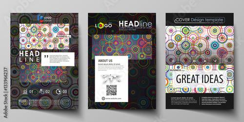 Business templates for brochure, magazine, flyer, booklet, report. Cover design template, abstract vector layout in A4 size. Bright color background in minimalist style made from colorful circles.