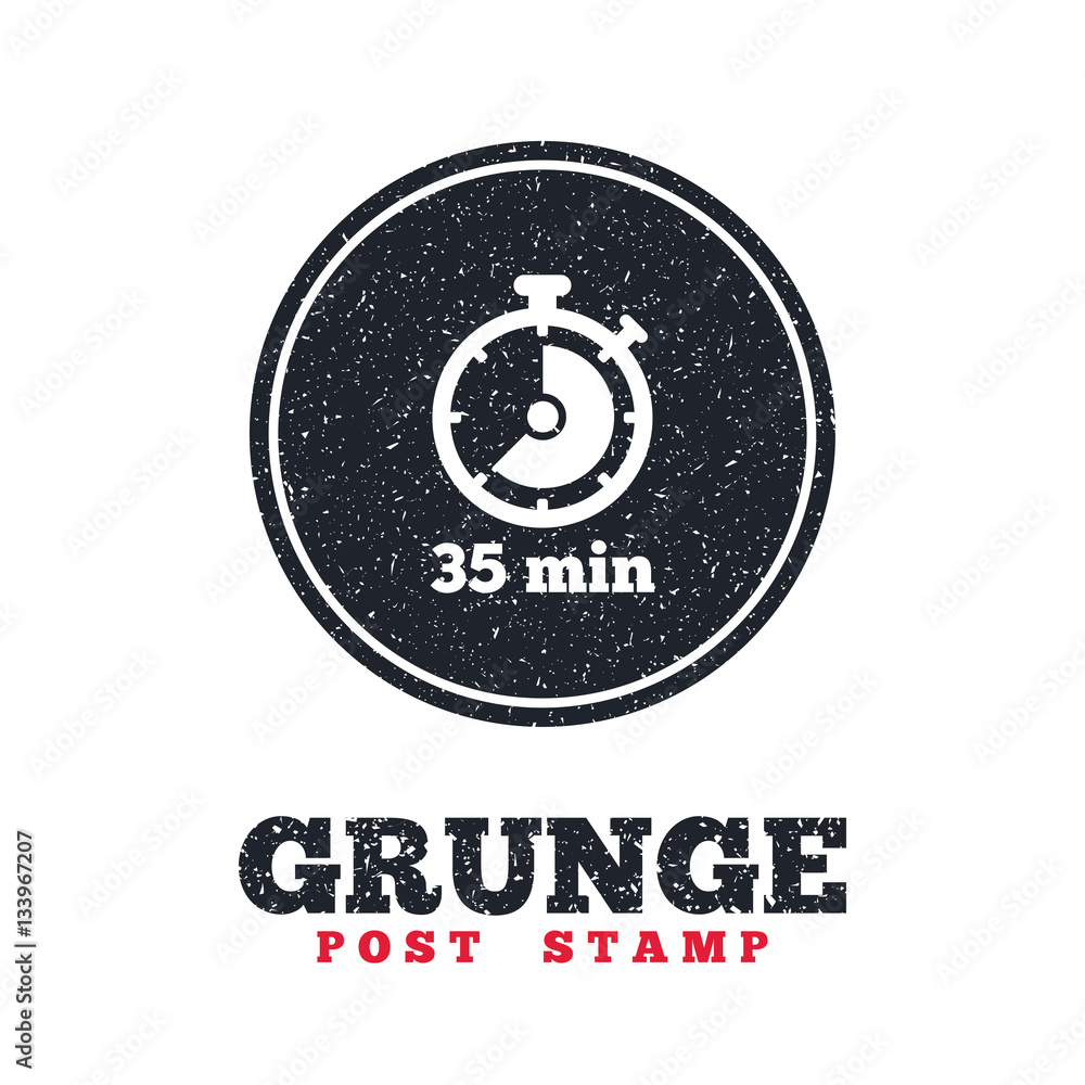 Timer sign icon. 35 minutes stopwatch symbol. Timer sign icon. 35 minutes stopwatch symbol.