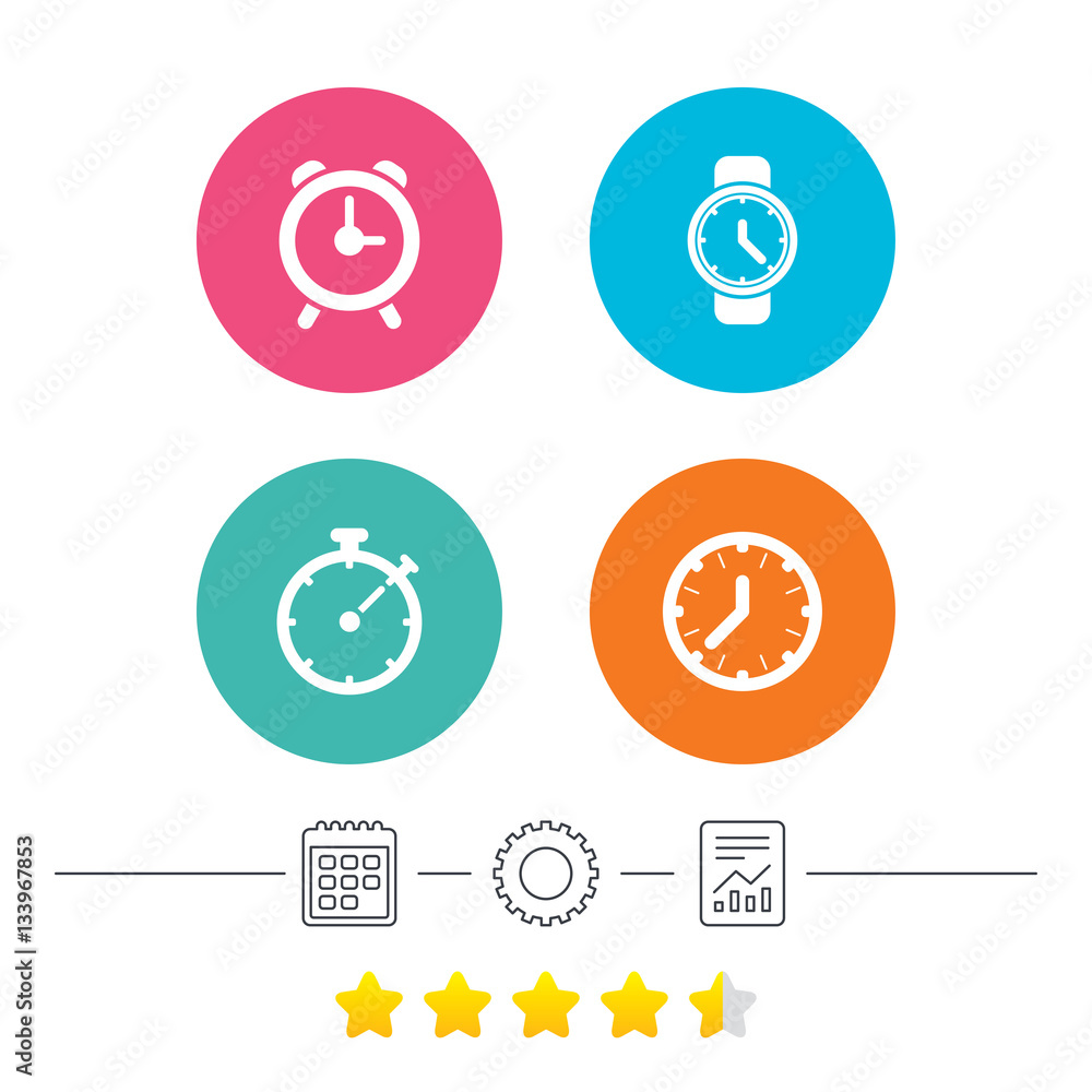 Mechanical clock time icons. Stopwatch timer. Mechanical clock time icons. Stopwatch timer.