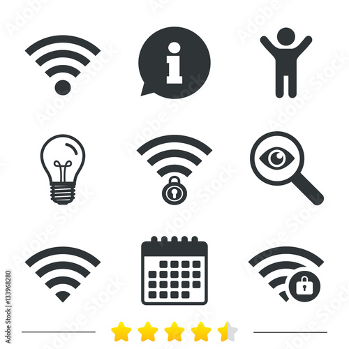 Wifi Wireless Network icons. Wi-fi zone locked.