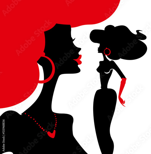 Women silhouettes vector illustration.