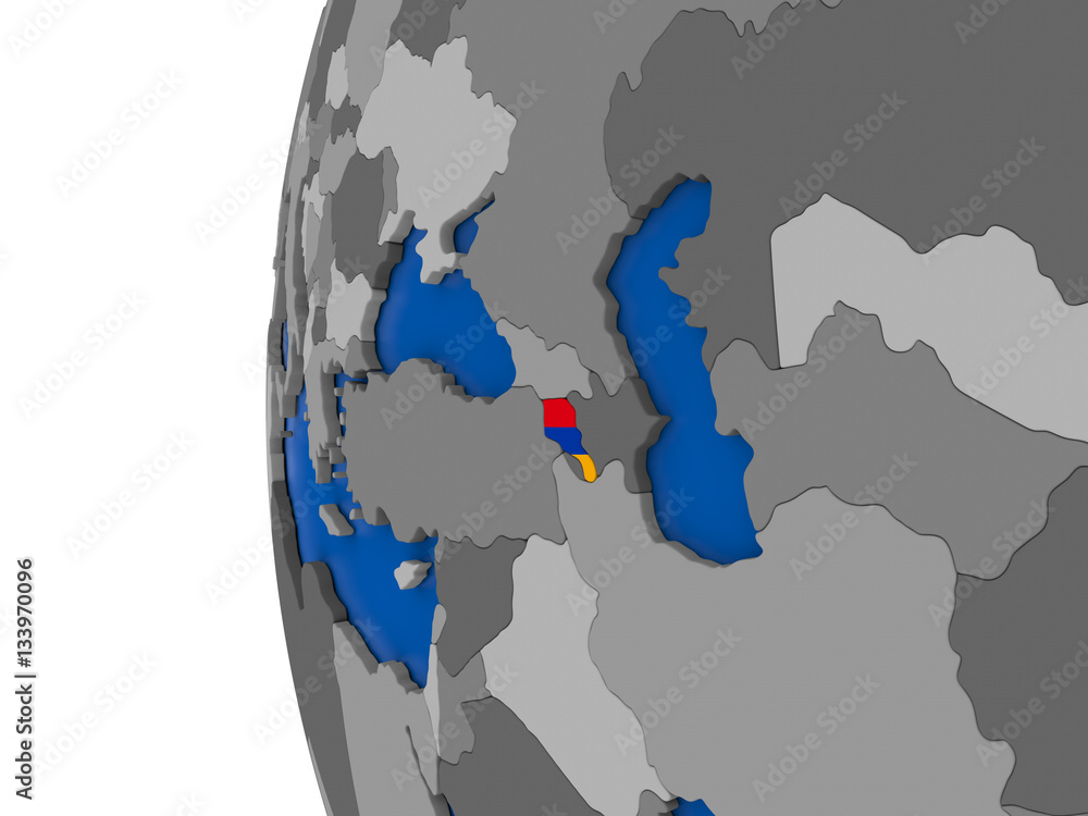 Obraz premium Armenia on globe