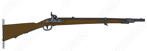 Hand drawing of a historical military rifle