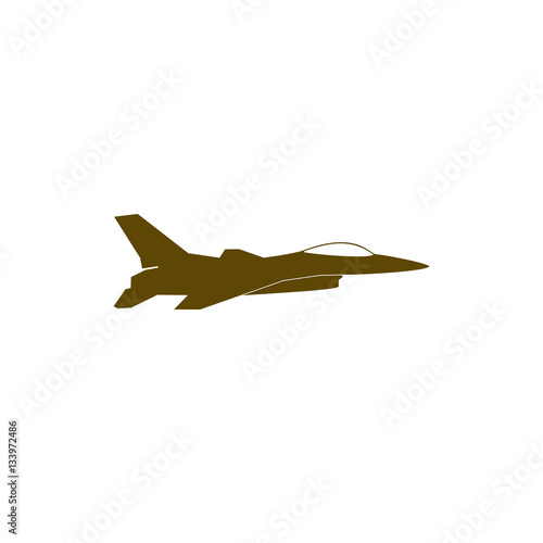 Jet fighter icon. Vector airplane silhouette isolated on white background.