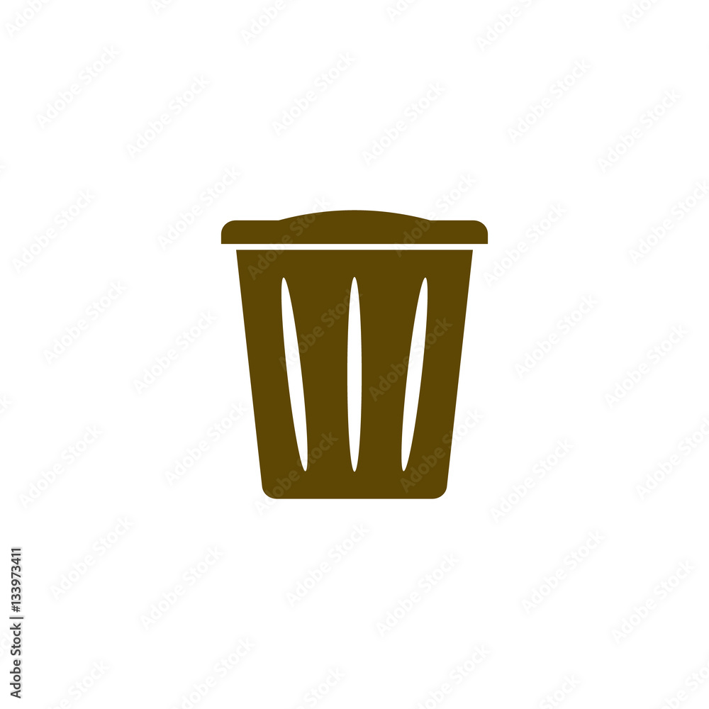 Flat paper cut style icon of trash can Flat paper cut style icon of trash can