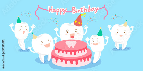 cute cartoon tooth feel happily