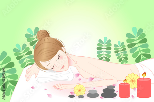  cartoon woman enjoy to do spa